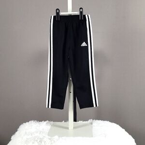 Adidas Toddler Boy's Black with 3 White Stripes Track Pants, Boys Size 3T